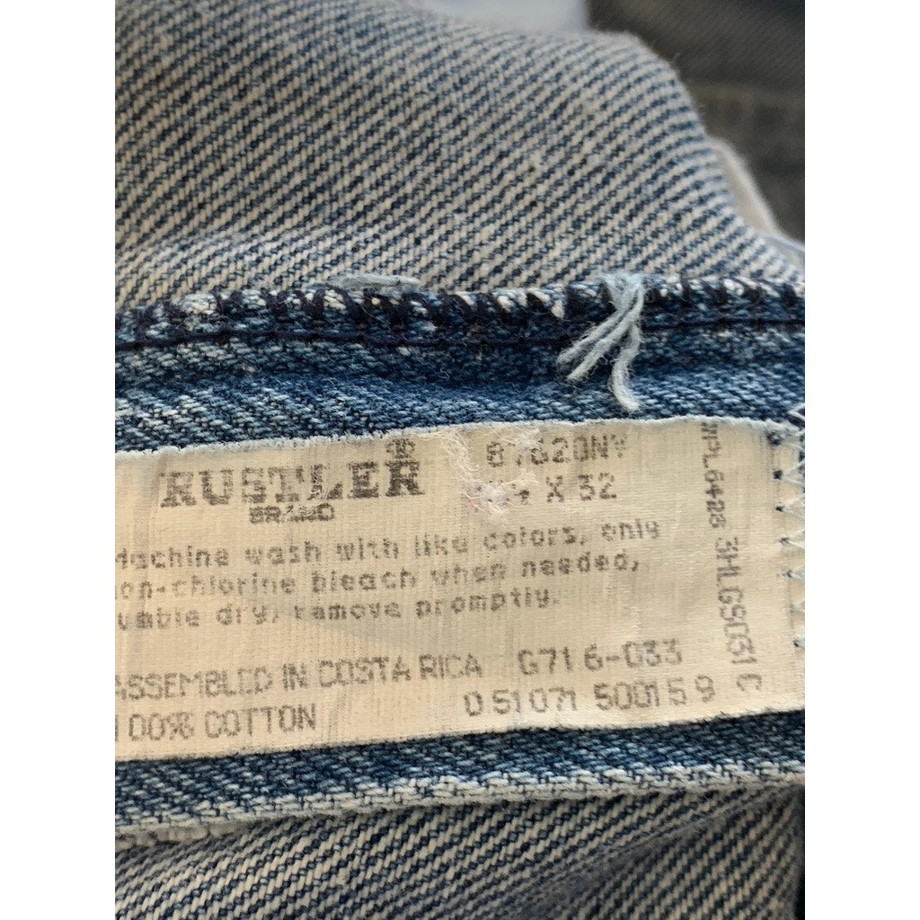 RUSTLER Men's Vintage Blue Denim Four-Pocket Bootcut Jeans SZ 31X32