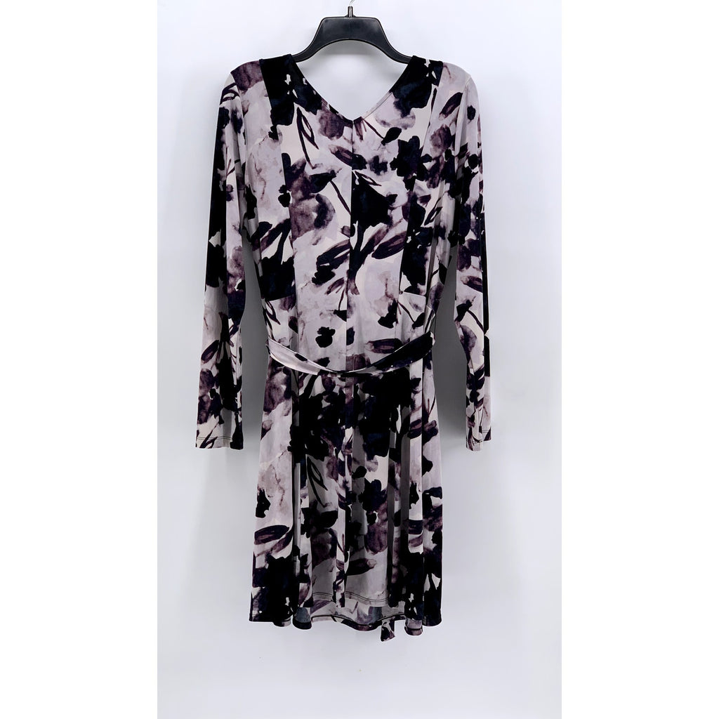 SIMPLY VERA WANG VERA WANG Women's White-Black Printed Faux-Wrap Dress SZ XL