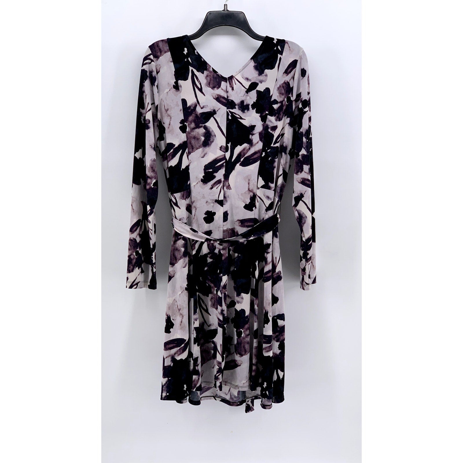 SIMPLY VERA WANG VERA WANG Women's White-Black Printed Faux-Wrap Dress SZ XL