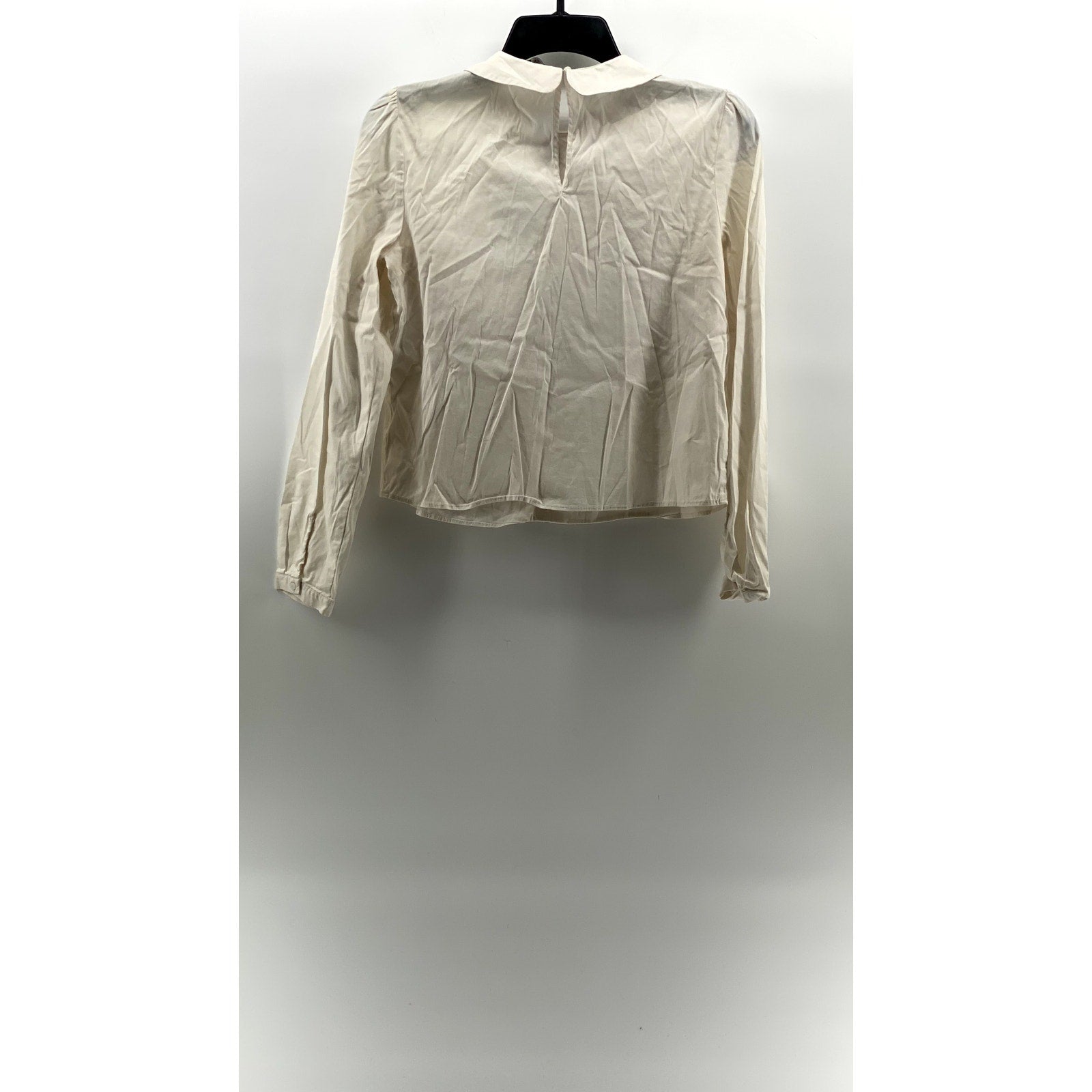 ZARA Women's Off-White Bib Collar Long Sleeve Button-Up Top SZ XS