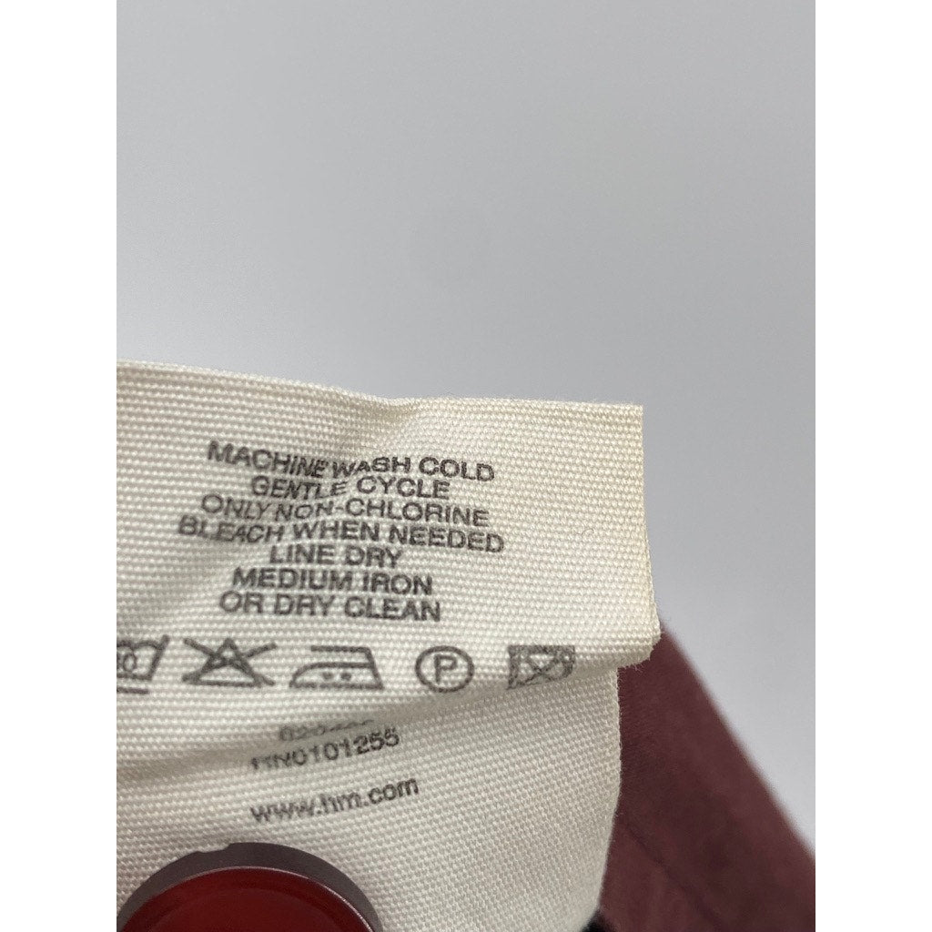 H&M Women's Burgundy Glitter Embroidered Trim Wrap Side Slit Pants 4