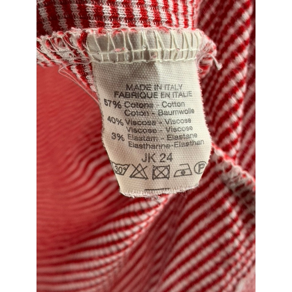 BRANDY MELVILLE Women's Red Ribbed Striped Crewneck Short Sleeve Top SZ OS