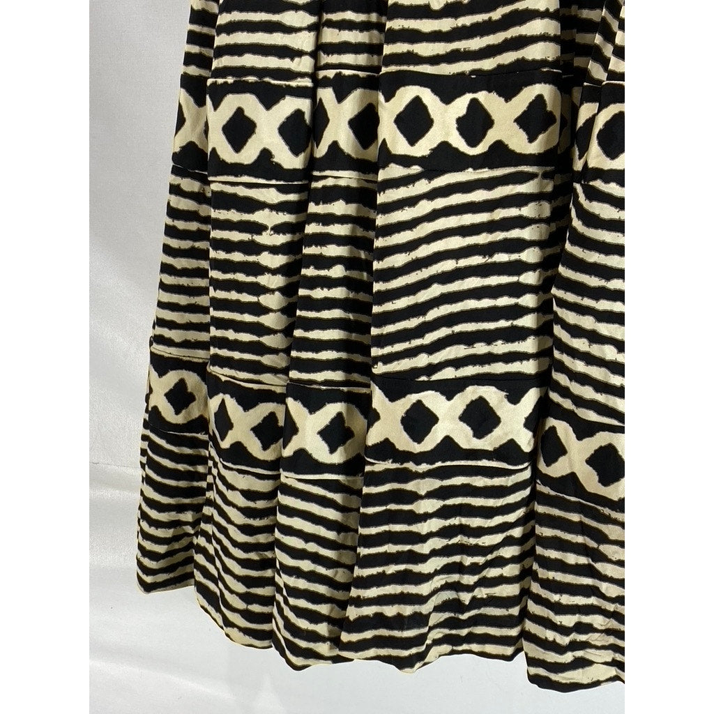 TRACY REESE New York Women's Black/Cream Printed Strapless Midi Dress SZ S
