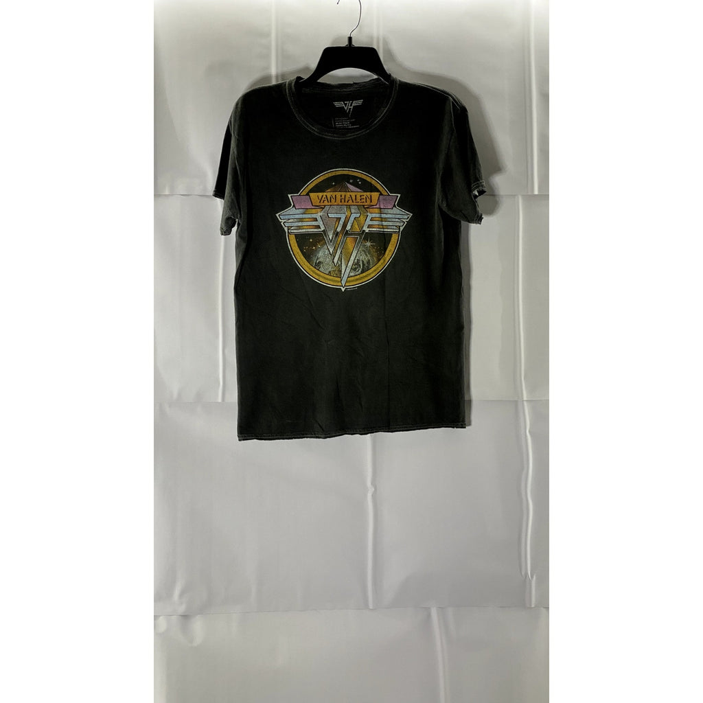 VAN HALEN Women's Gray Cosmic Logo Graphic Crewneck Short Sleeve T-Shirt SZ S