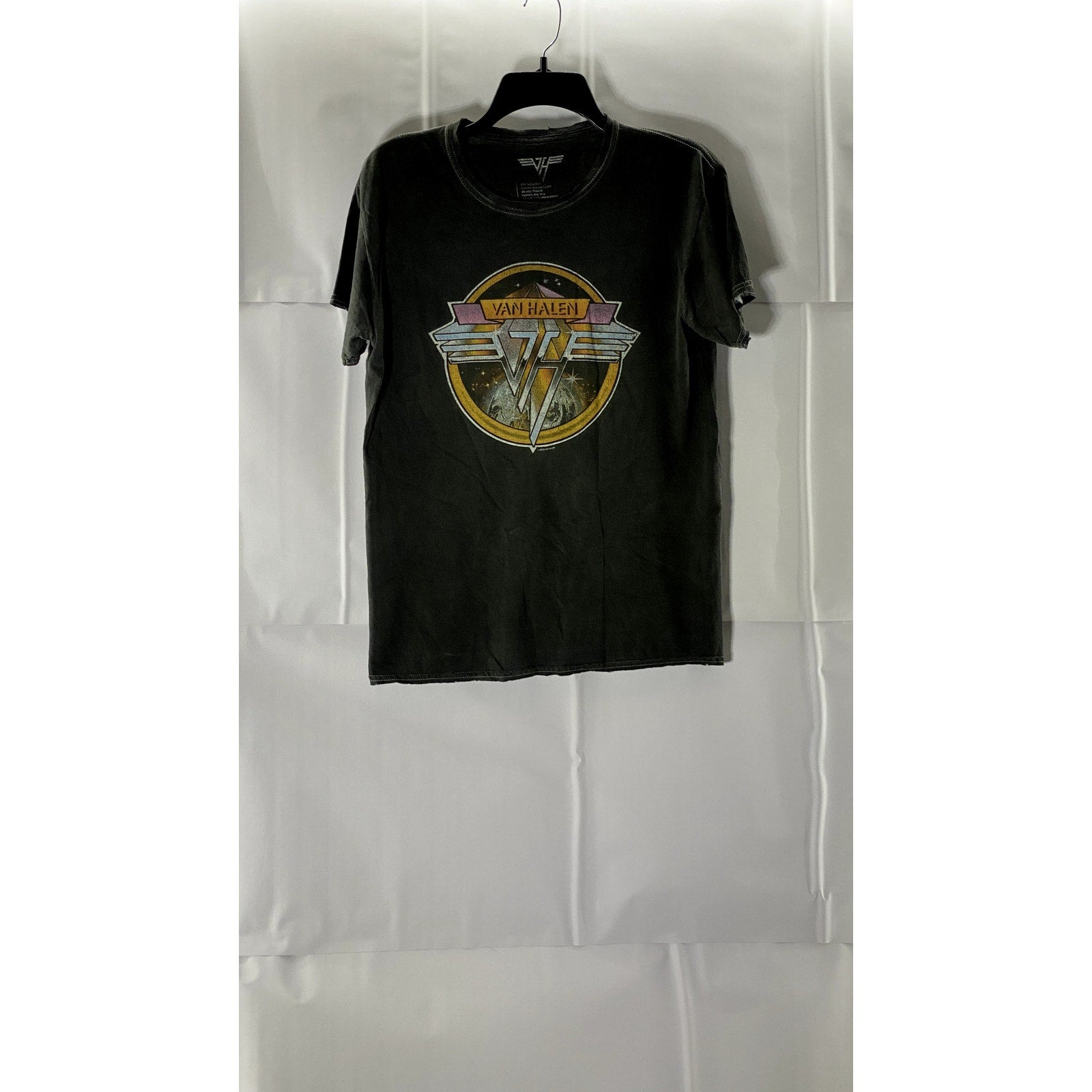 VAN HALEN Women's Gray Cosmic Logo Graphic Crewneck Short Sleeve T-Shirt SZ S