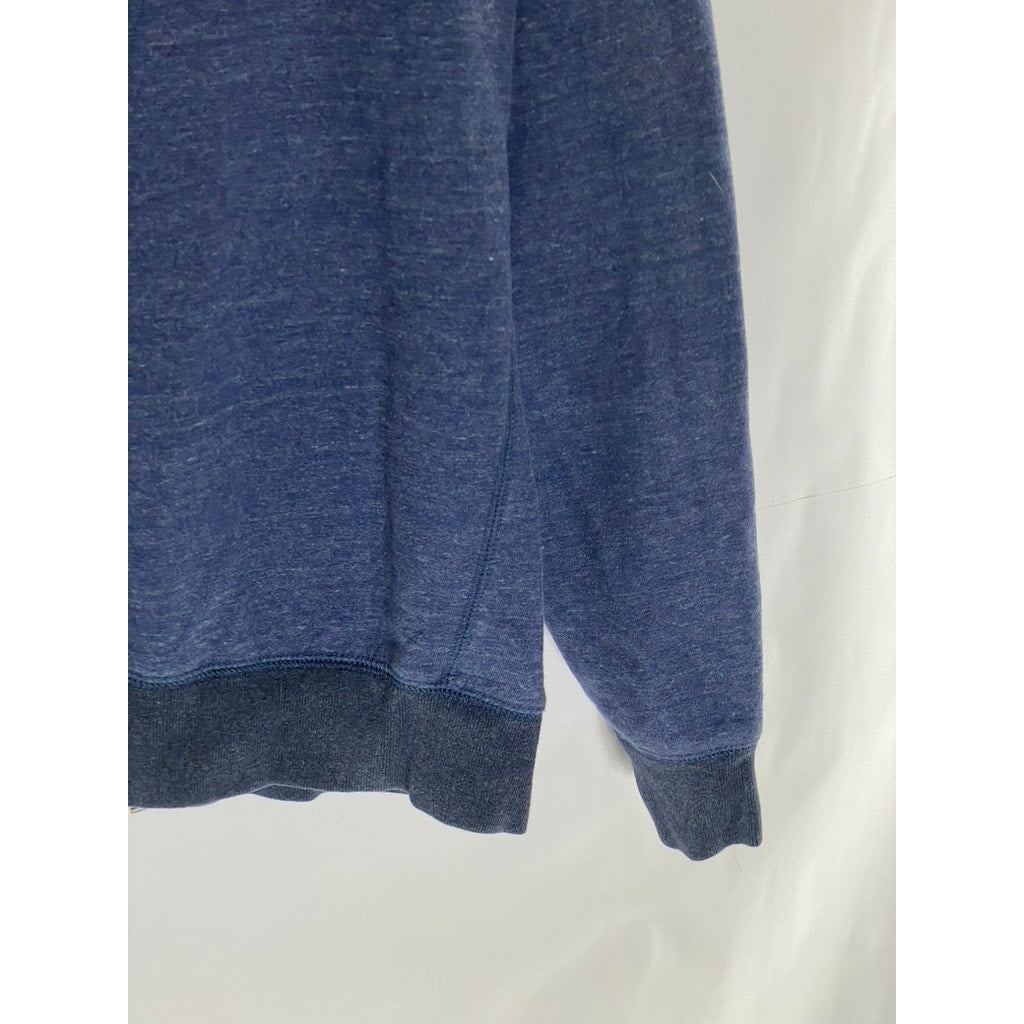 J.CREW Men's Dark Blue Marled Brushed Fleece Full-Zip Hooded Sweater SZ L