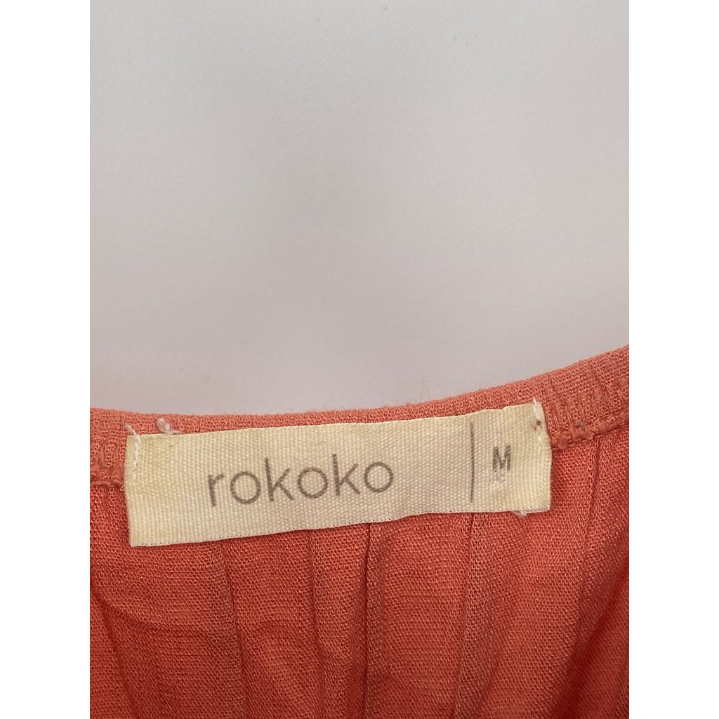 ROKOKO Women’s Dusty Rose Keyhole V-Neck Spaghetti Strap Jumpsuit SZ M