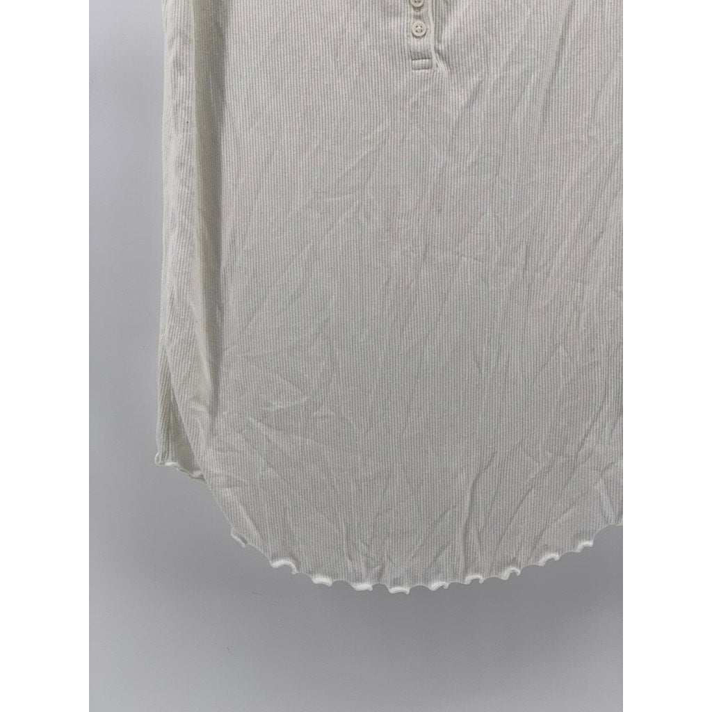 GAP Women’s White Rib Sleeveless Casual Henley Top SZ M