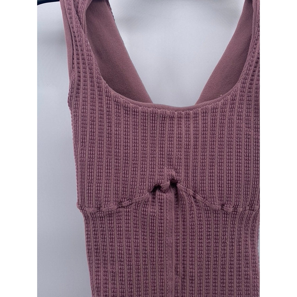 REFORMER Women's Mauve The Textured Runsie Scoop-Neck Pull-On Romper SZ XS/S