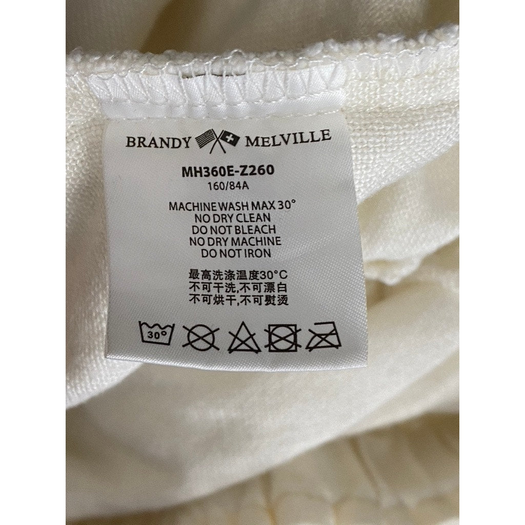BRANDY MELVILLE Women's Cream Ruffle-Hem Drawstring Pull-On Mini Skirt SZ OS