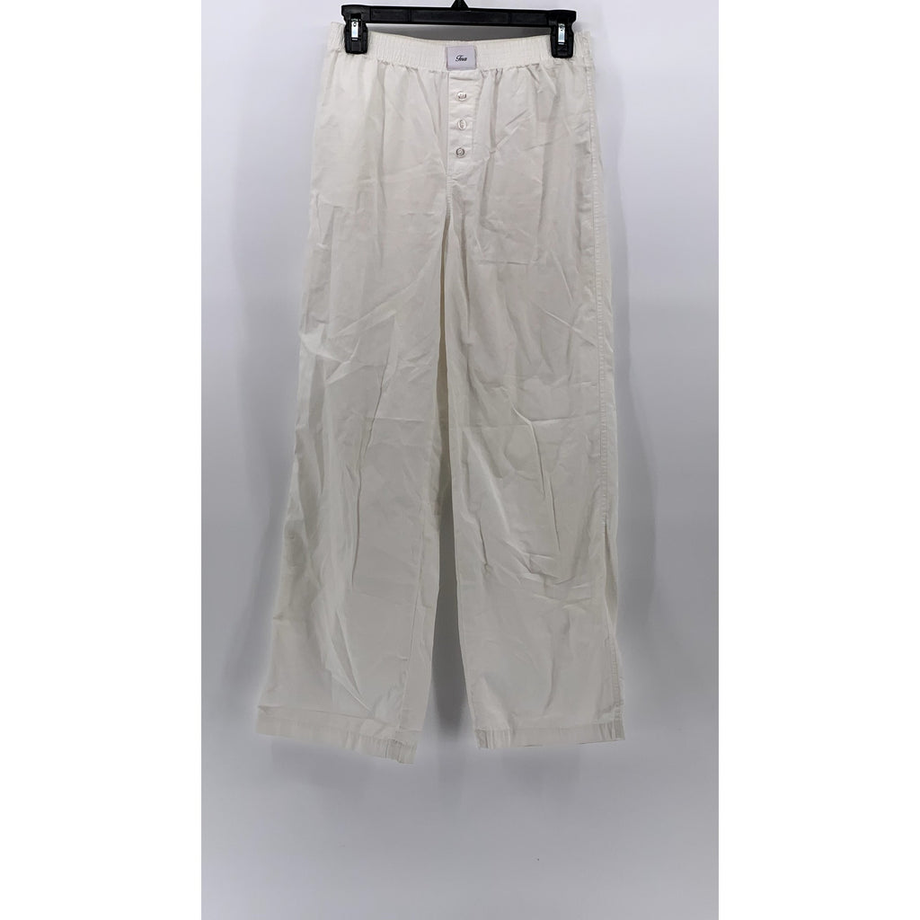 ARITZIA TNA Women's White Solid Straight-Leg Relaxed Fit Pajama Pant SZ XS