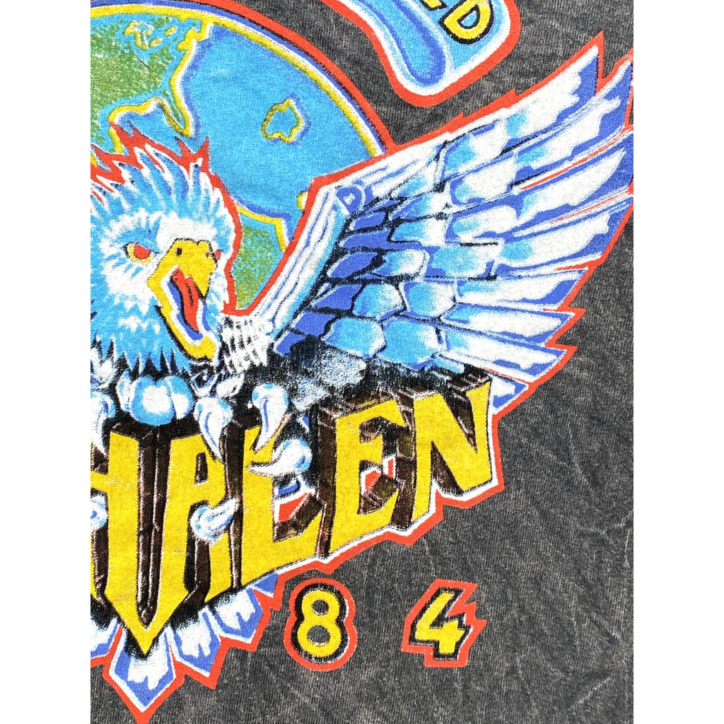 VAN HALEN Men's Acid Washed Black Crewneck Eagle Graphic T-Shirt SZ S