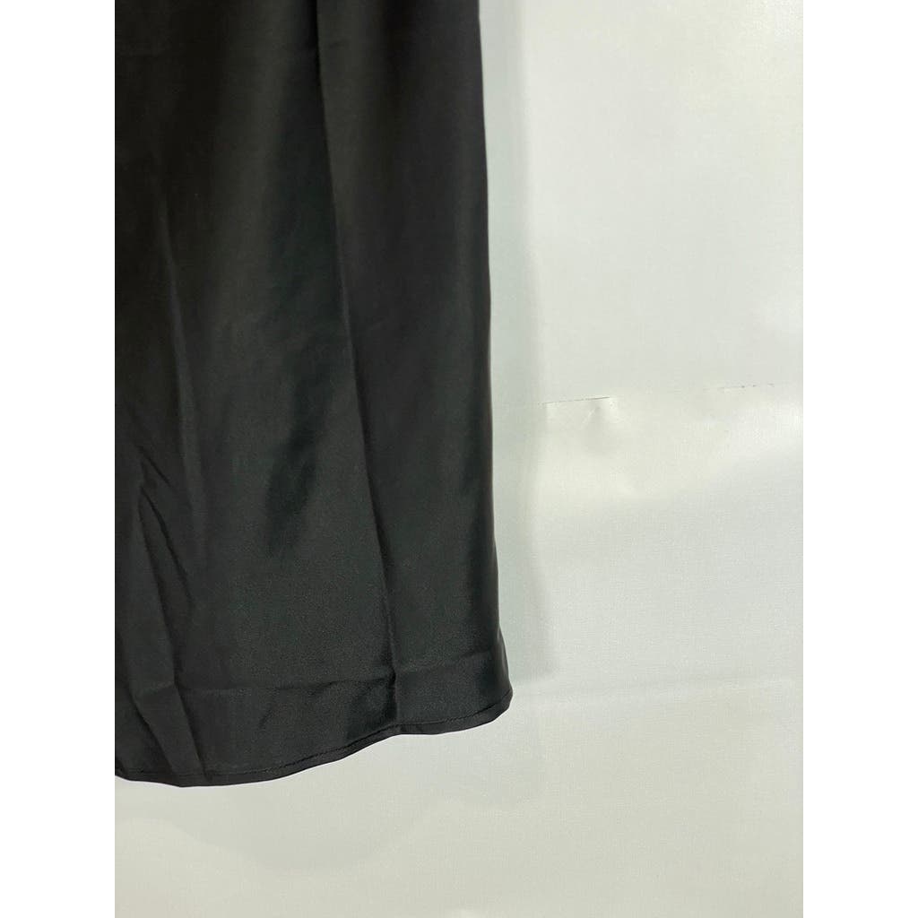 MOTF Women's Black Solid Adjustable Side Ruched Straight Maxi Skirt SZ L