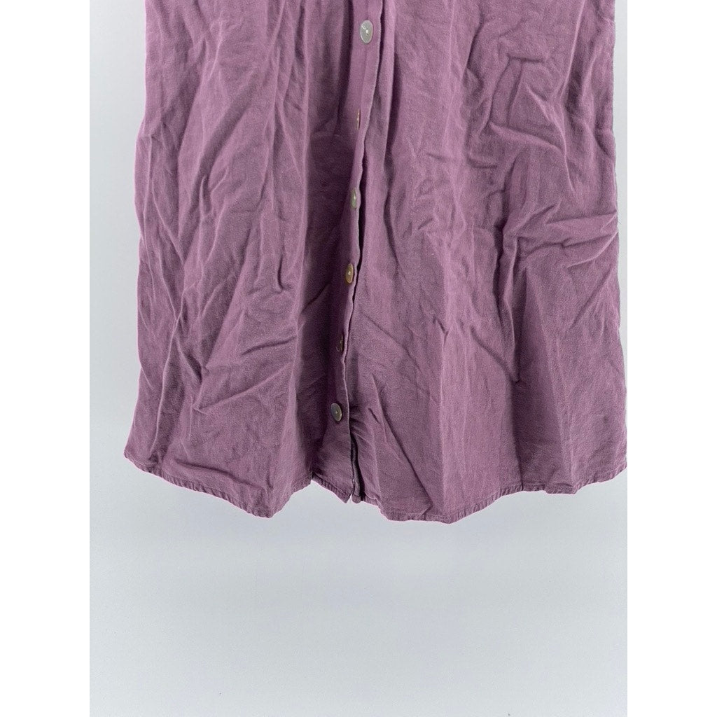 MADEWELL Women's Antique Purple Linen-Blend Kacie Button-Up Mini Dress SZ 2