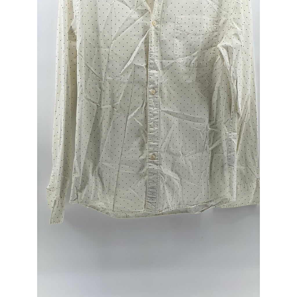 J.CREW Men's White Dot Print Stretch Organic Cotton Slim-Fit Button-Up Shirt SZM