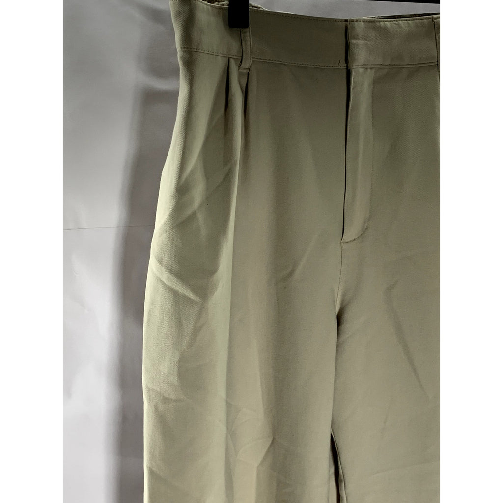 ABERCROMBIE & FITCH Women's Beige Pleated Straight Wide-Leg Pant SZ L