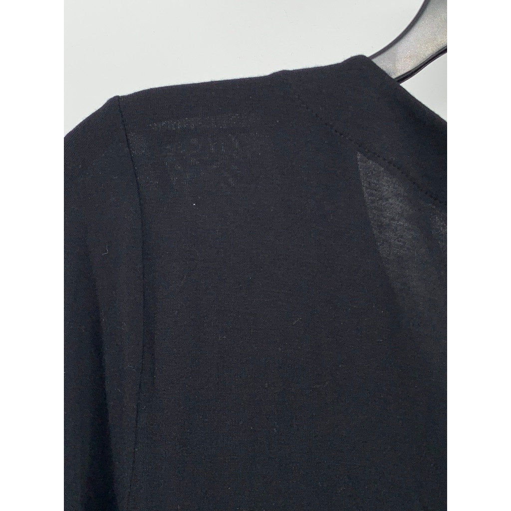 CUPIO Women's Black Lace-Up V-Neck Long Sleeve Top SZ L