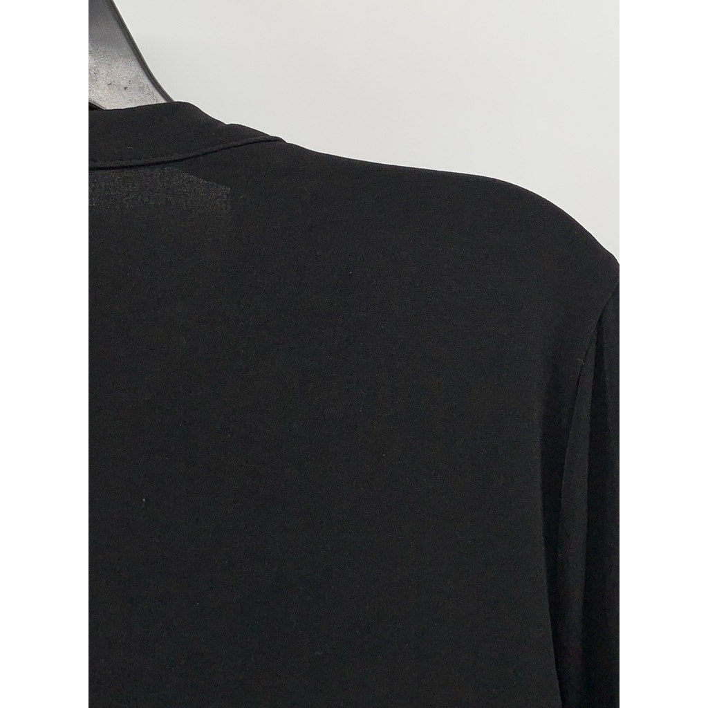 INC INTERNATIONAL CONCEPTS Women's Black Split-Neck Long Sleeve Top SZ S