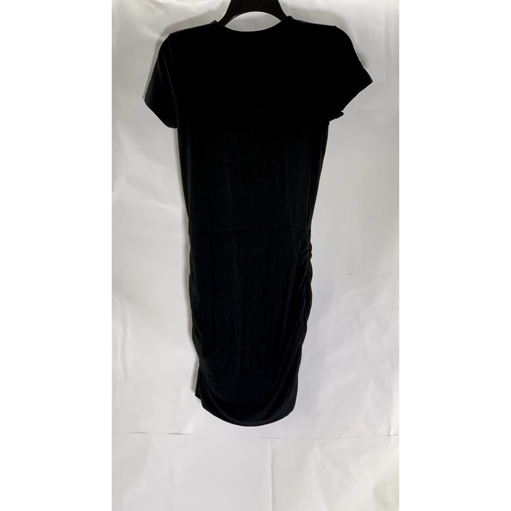 SUPERDOWN Women's Black Darlah Crewneck Ruched Short Sleeve Mini Dress SZ XS