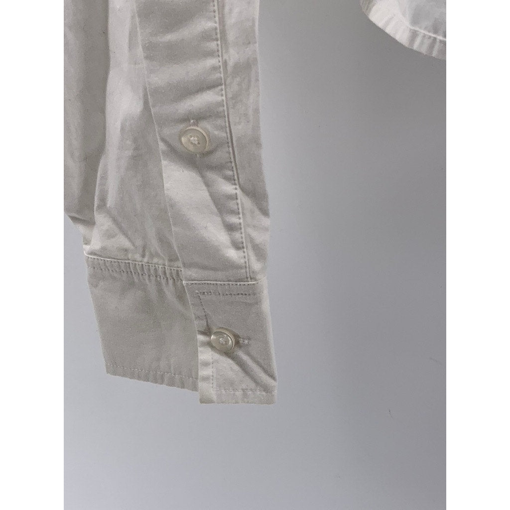 SUNDAY BEST Women's White Button-Up Long Sleeve Collared Cropped Top SZ 3