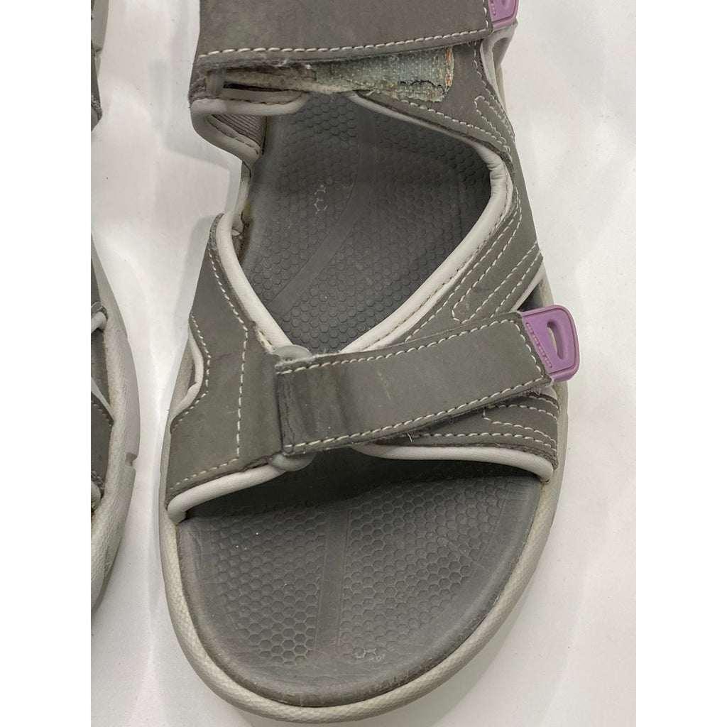 KHOMBU Women's Gray Open-Toe Hook-Loop Casual Sandals SZ 8