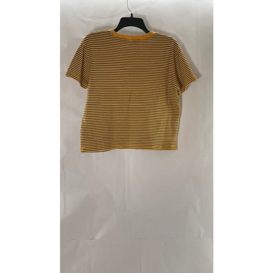 KAREN SCOTT Women's Orange/Black Striped Crewneck Short Sleeve Top SZ M