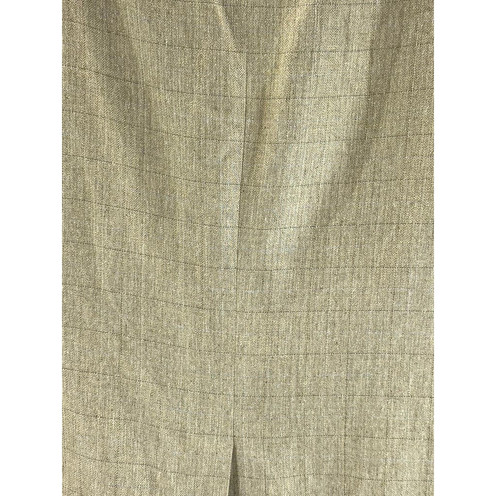 BROOKS BROTHERS Men's Tan Windowpane Silk Blend Two-Button Suit Jacket SZ 42R