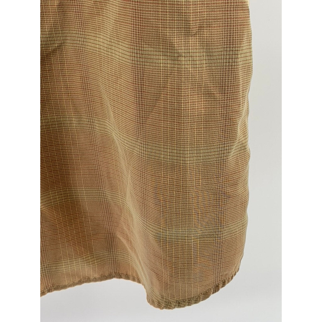 THE NORTH FACE Men's Tan Plaid Button-Up Short Sleeve Regular-Fit Shirt SZ XL