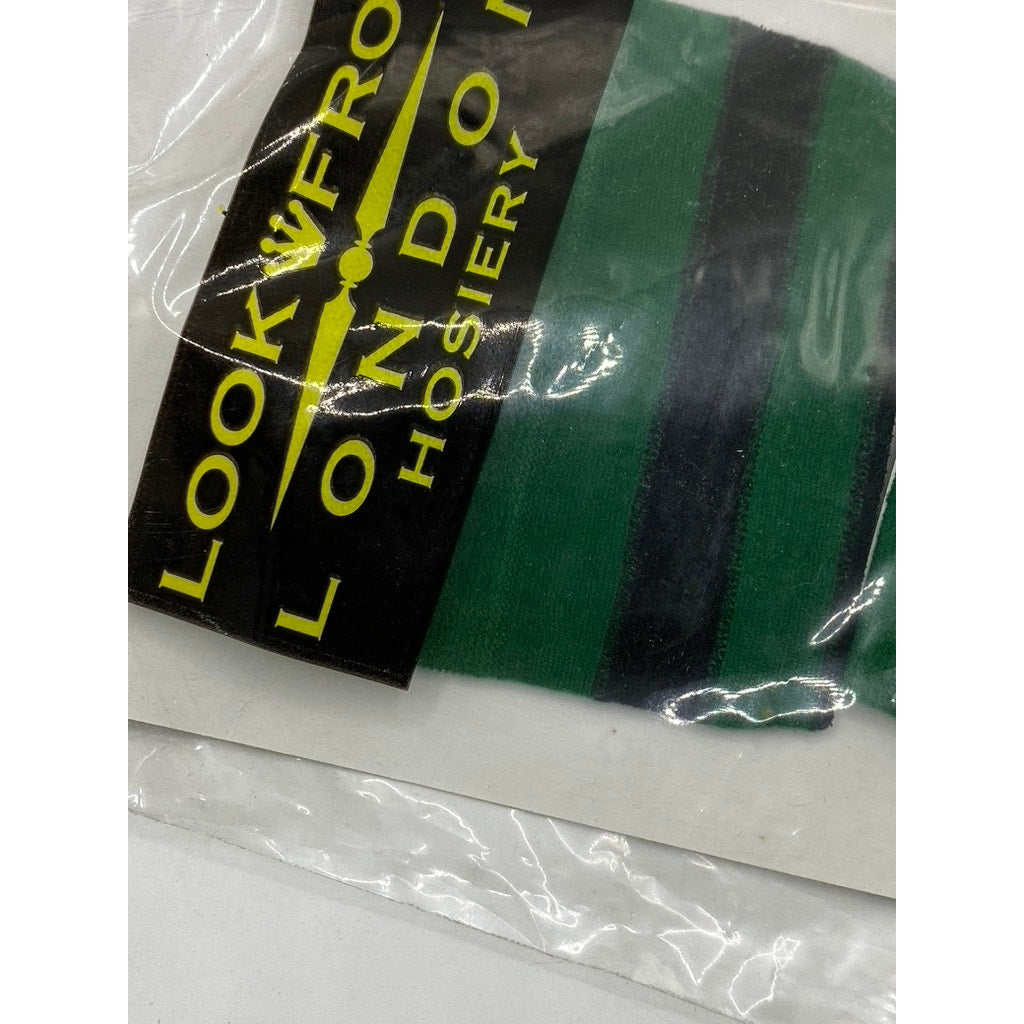LOOK FROM LONDON HOSIERY Women's Dark Green-Black Striped Ankle Socks SZ OS