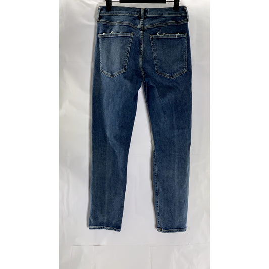 AGOLDE Women's Blue Denim Distressed High-Rise Sophie Skinny Cropped Jean SZ 30