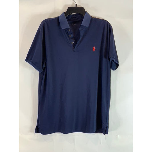 POLO RALPH LAUREN Men's Navy Short Sleeve Pique Polo Shirt SZ L