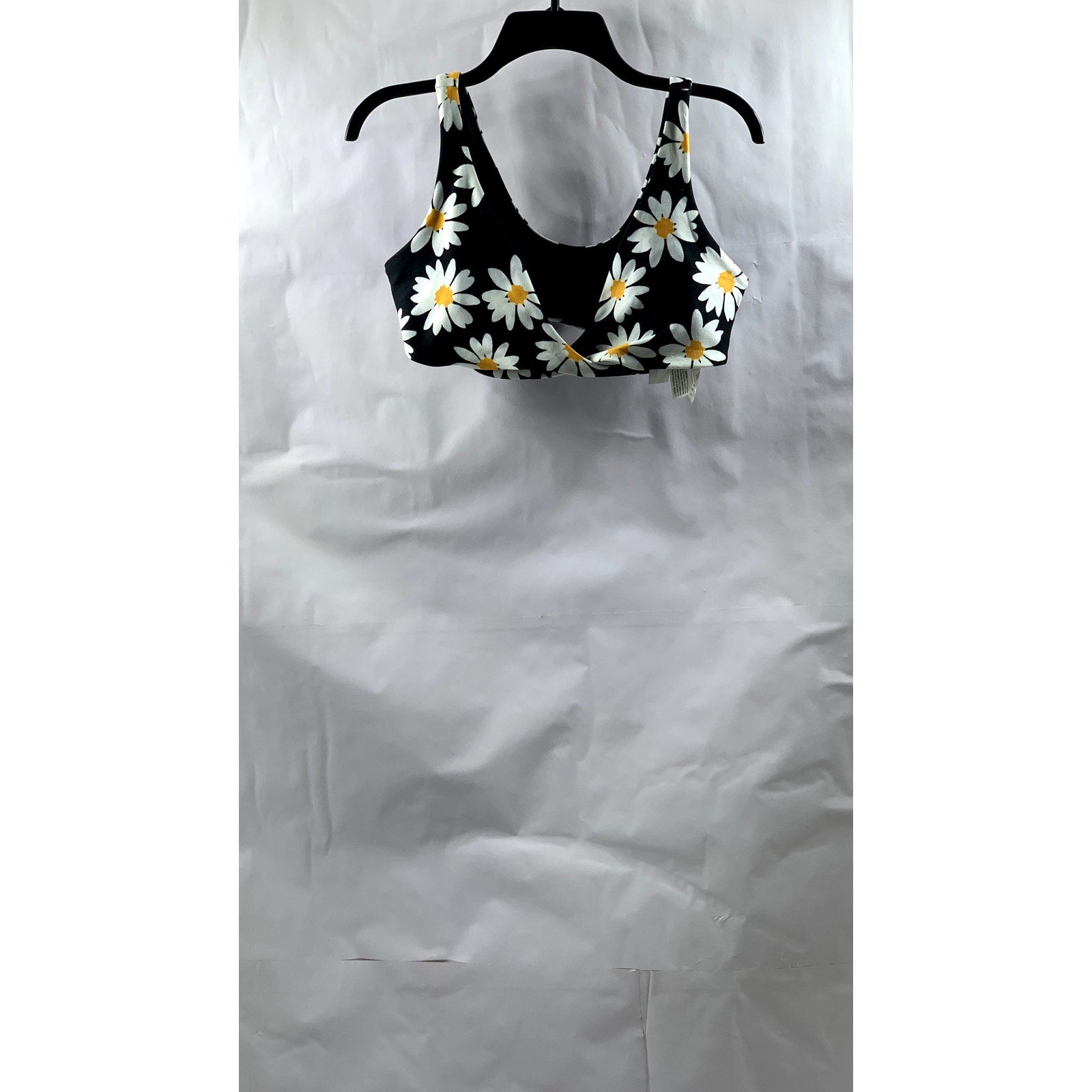 GILLY HICKS Women's Black Find Your Happy Place Daisy-Print V-Neck Bra SZ M