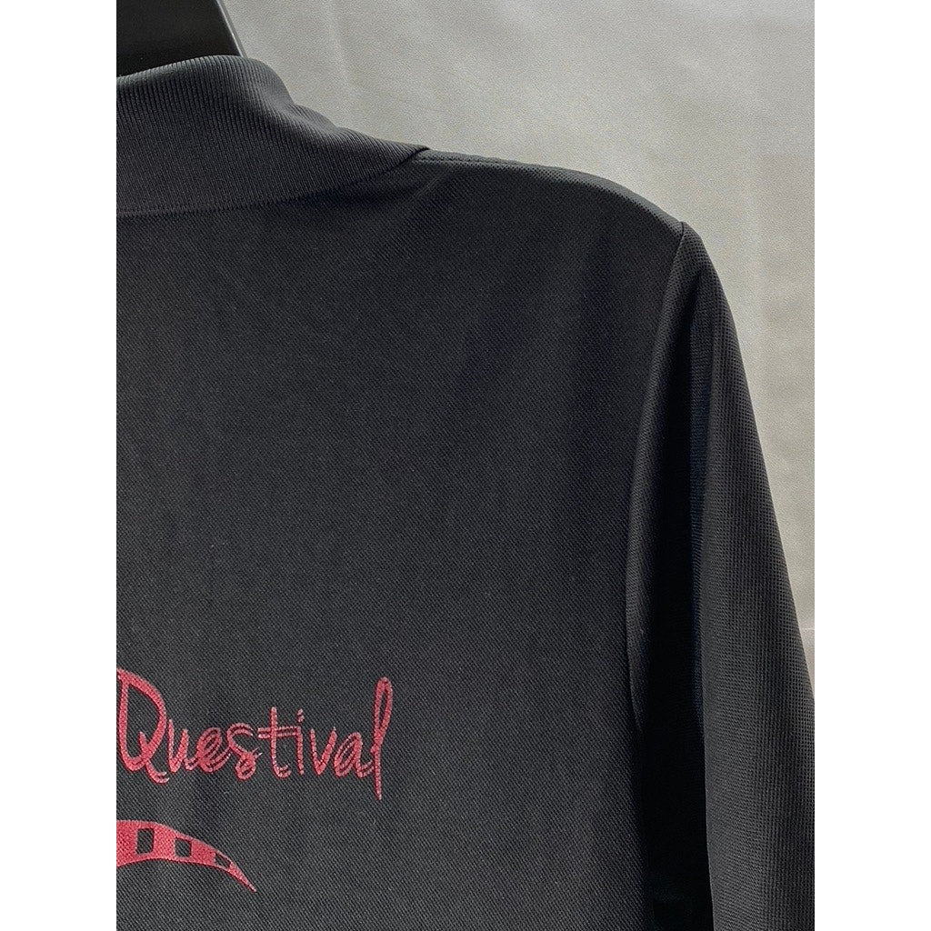 NIKE Men's Black-Red Dri-Fit Questival Graphic Short Sleeve Polo Shirt SZ L