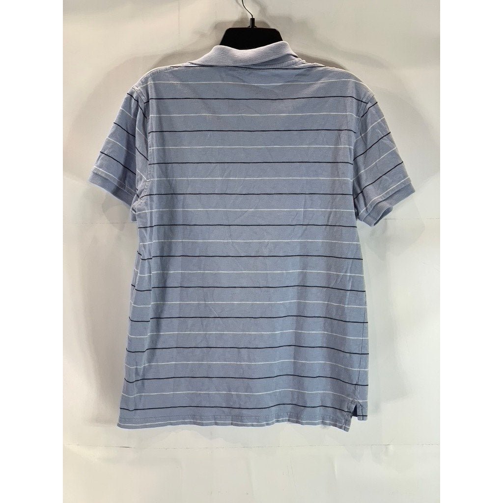 J. CREW Men's Blue Striped Cotton Slub Short Sleeve Polo Shirt SZ M