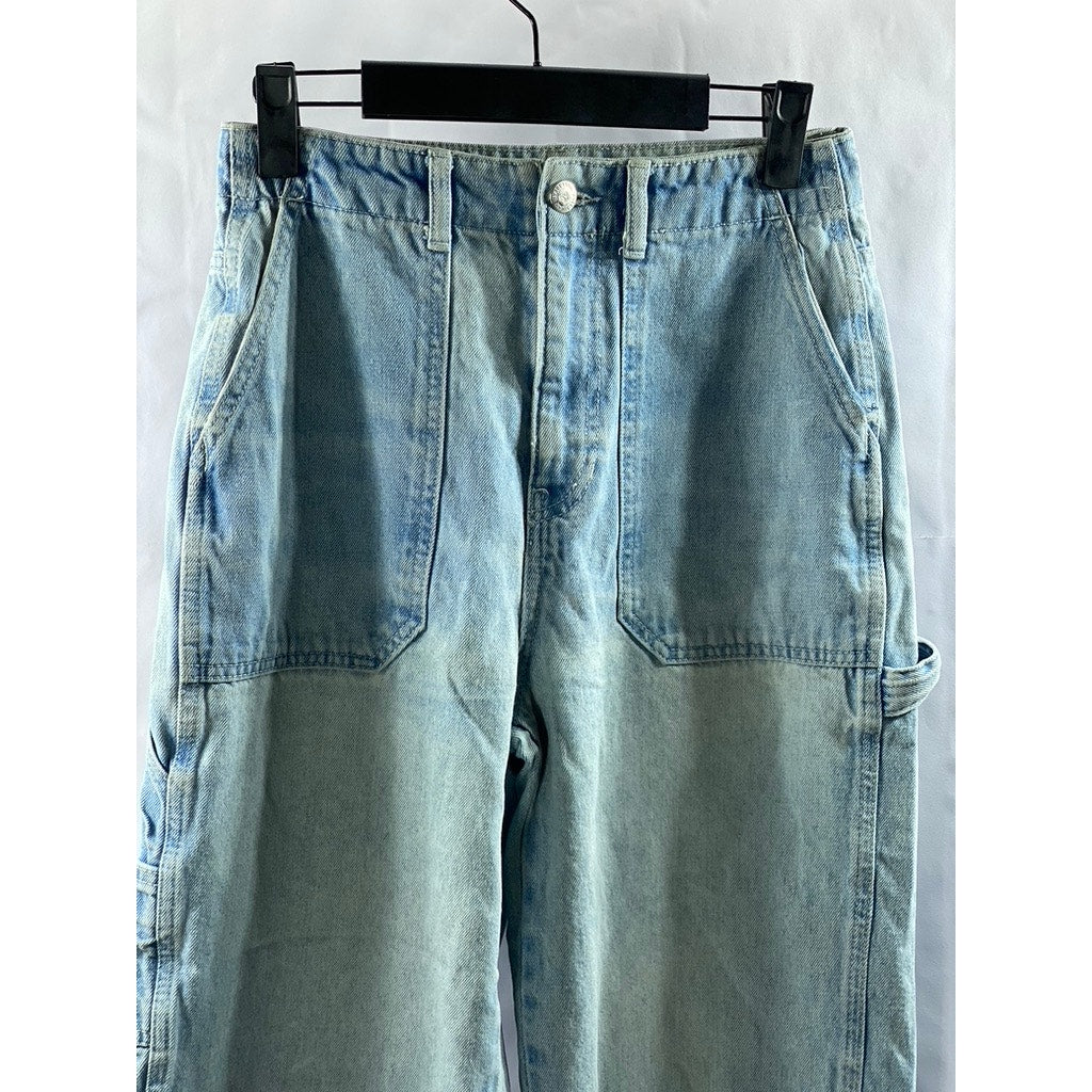 PULL&BEAR Women’s Light Blue Denim Straight-Leg Mom Jeans SZ 2