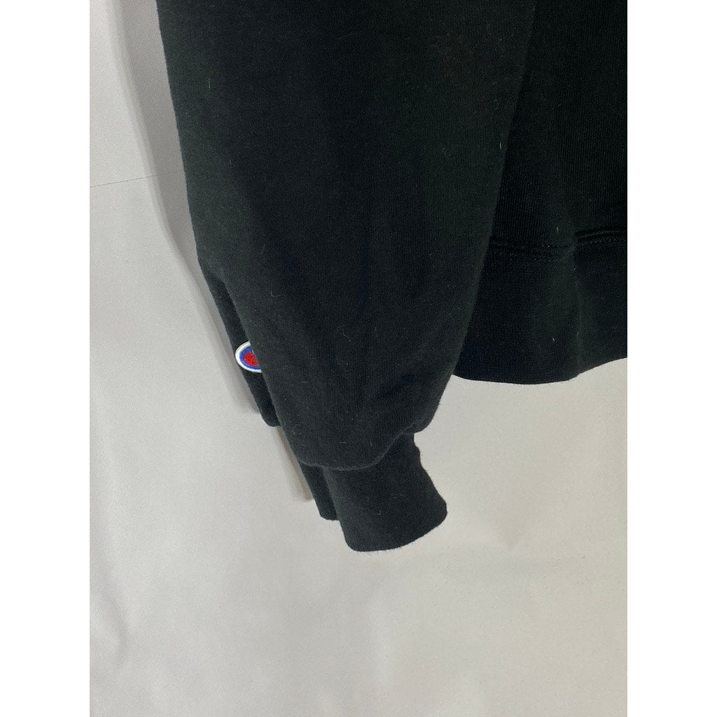 CHAMPION Men's Black Jones Logo Casual Pullover Hoodie SZ S