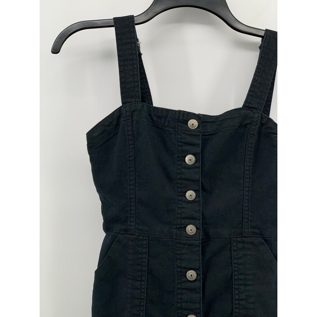 DIVIDED By H&M Women's Black Denim Button-Up A-Line Mini Dress SZ 2