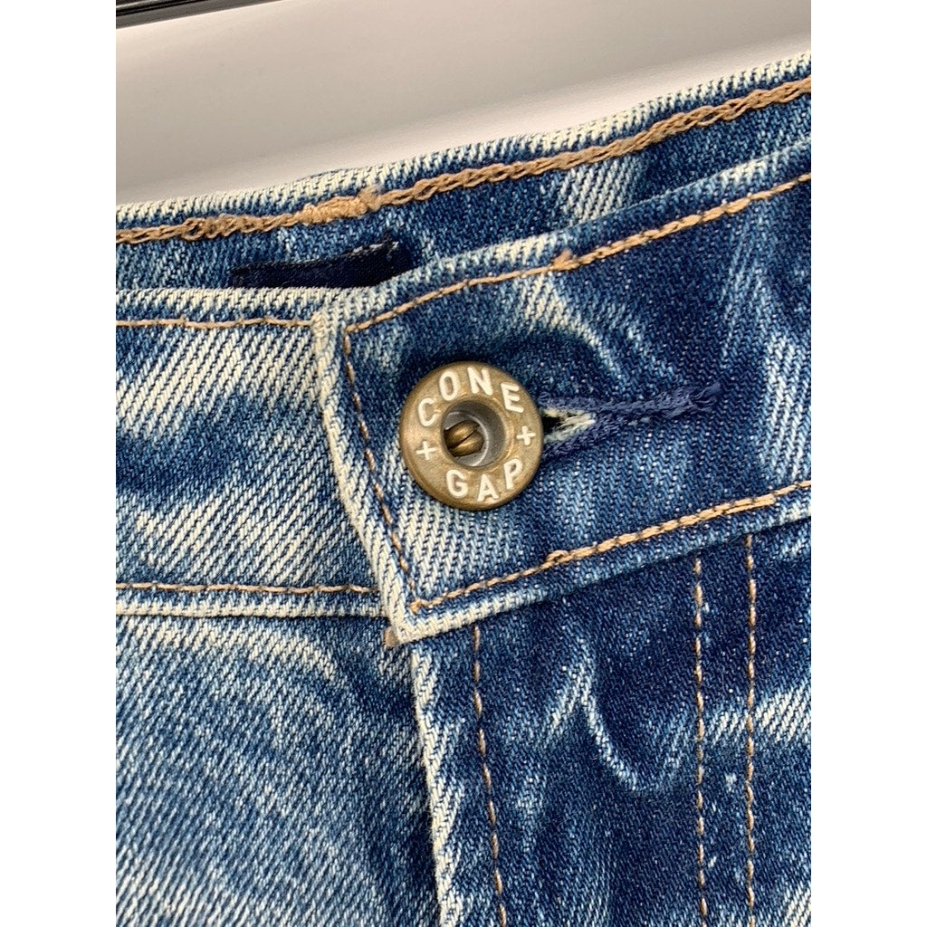 GAP Women's Light Medium Wash Distressed Wide Straight-Leg Frayed Jeans SZ 25