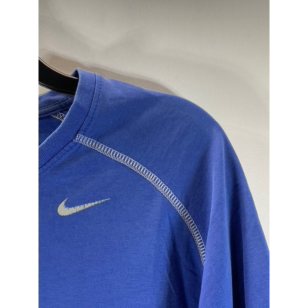 NIKE Men's Royal Blue Crewneck Dri-Fit Short Sleeve Active T-Shirt SZ L