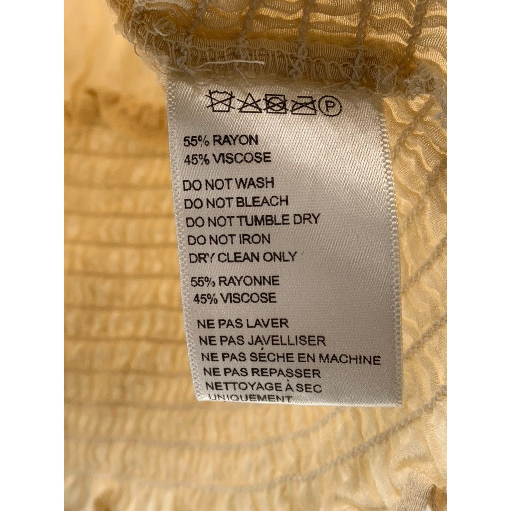 URBAN OUTFITTERS Women's Beige Ruth V-Neck Smocked Long Sleeve Cropped Top SZ M