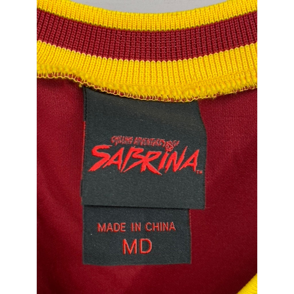 CHILLING ADVENTURES Of SABRINA Women's Wine-Yellow Baxter High Cheer Dress SZ M