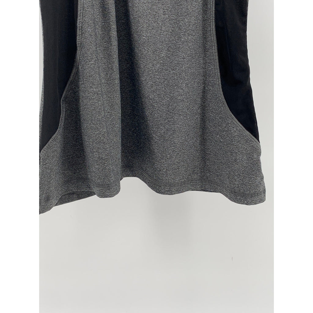 G By GOTTEX Women’s Charcoal Gray-Black Scoop-Neck Mesh Active Tank Top SZ M