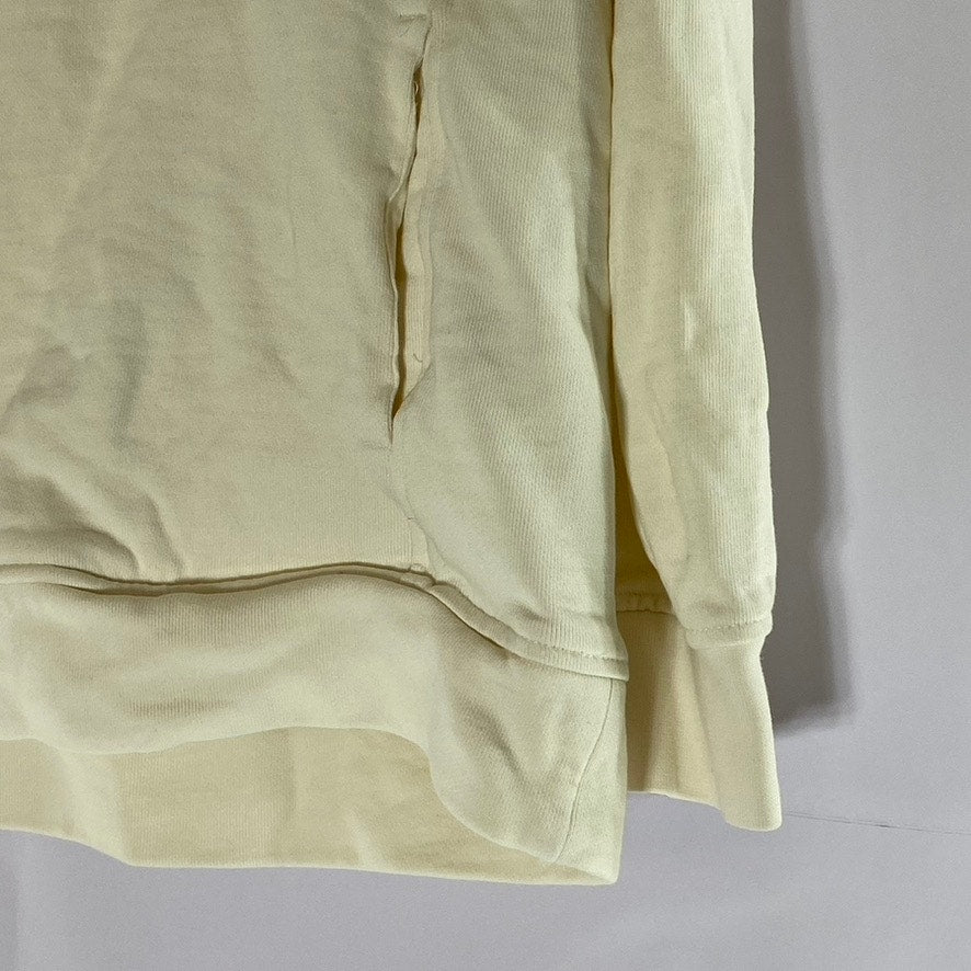 BATELA SEA STYLE Women's Cream Snap-Button Patch Logo Hooded Sweater SZ 8