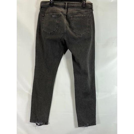 ABERCROMBIE & FITCH Men's Washed Black Distressed Athletic Skinny-Fit Jean SZ 34