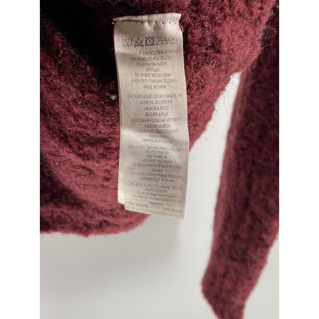 FRENCH CONNECTION Women's Burgundy Knit Pullover Turtleneck Sweater SZ XS