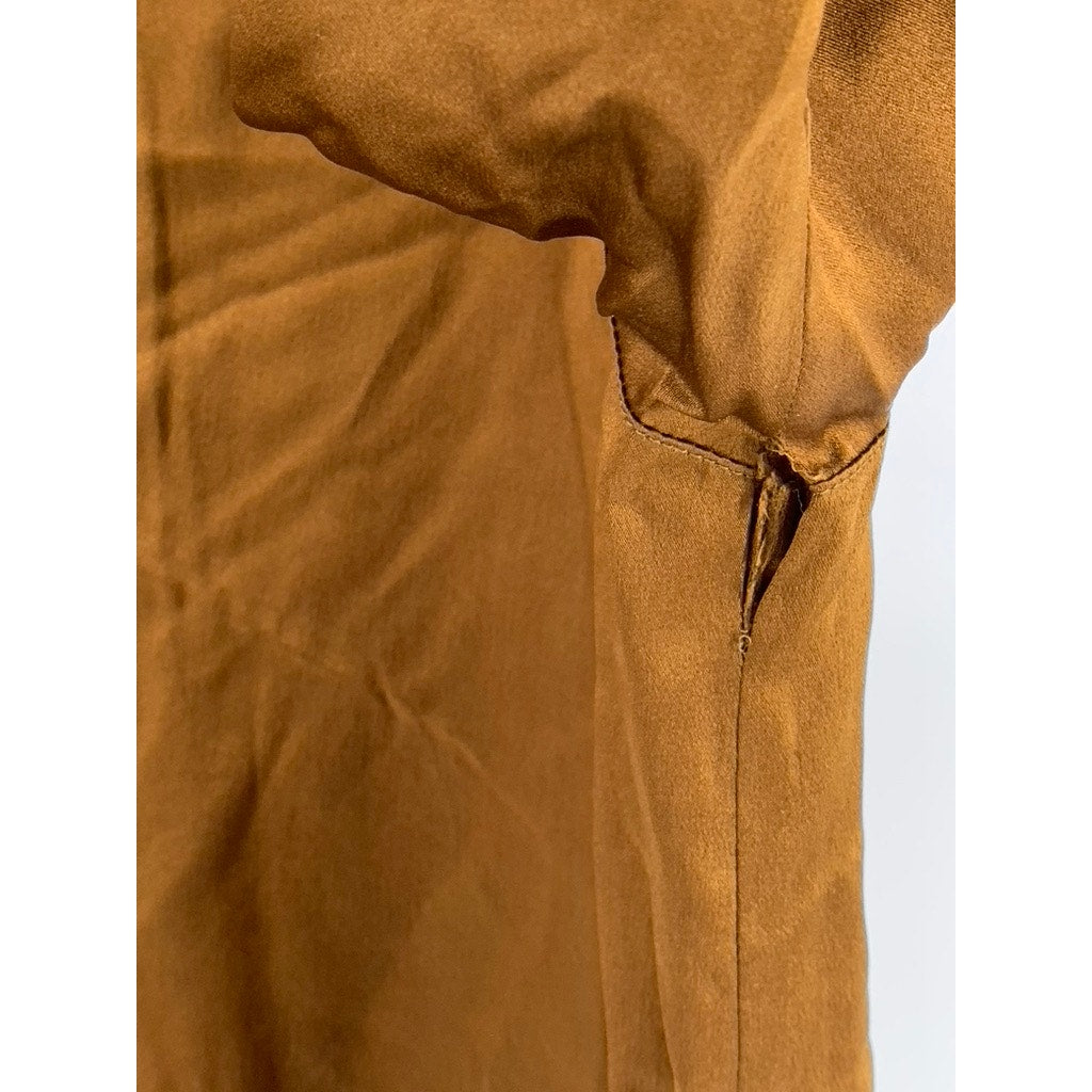 HARVE BENARD Women's Vintage Brown Button-Up Regular-Fit Long Sleeve Top SZ M