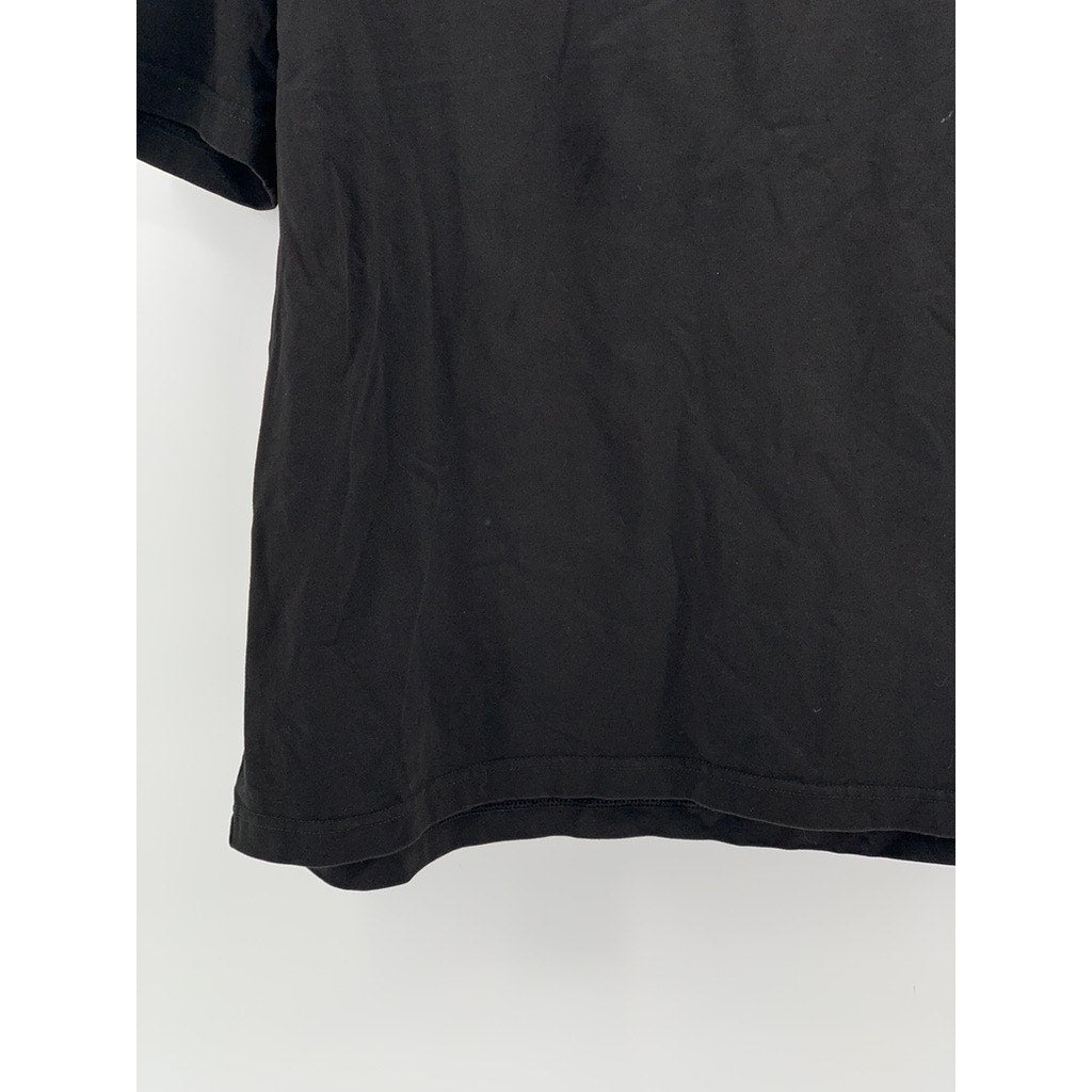 Men's Black Text Logo Crewneck Short Sleeve T-Shirt SZ L
