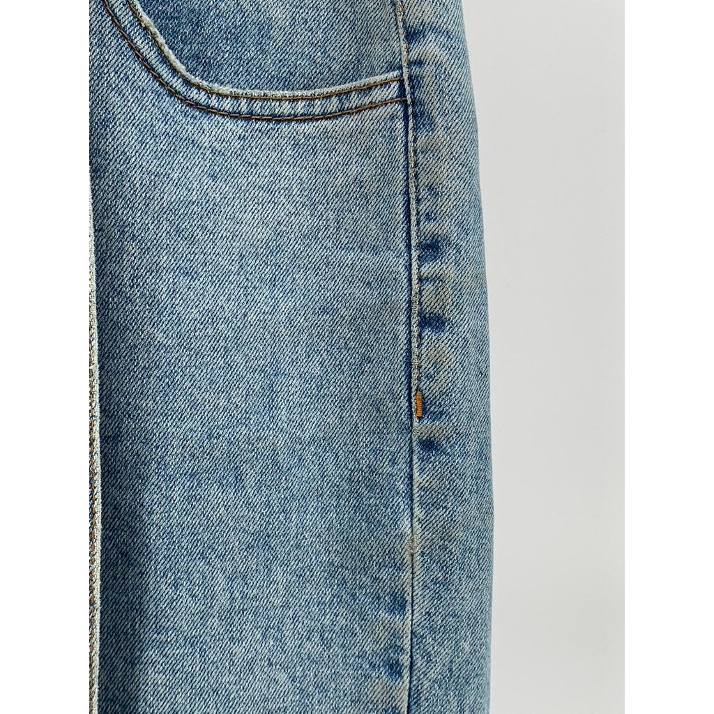 GUESS Women's Light Blue Denim High-Rise Belted Frayed Skinny Leg Jeans SZ 27