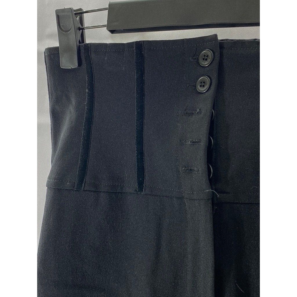 MR. CAT By Isabel De Pedro Women's Black Button-Front Skinny Stirrup Pant SZ 4