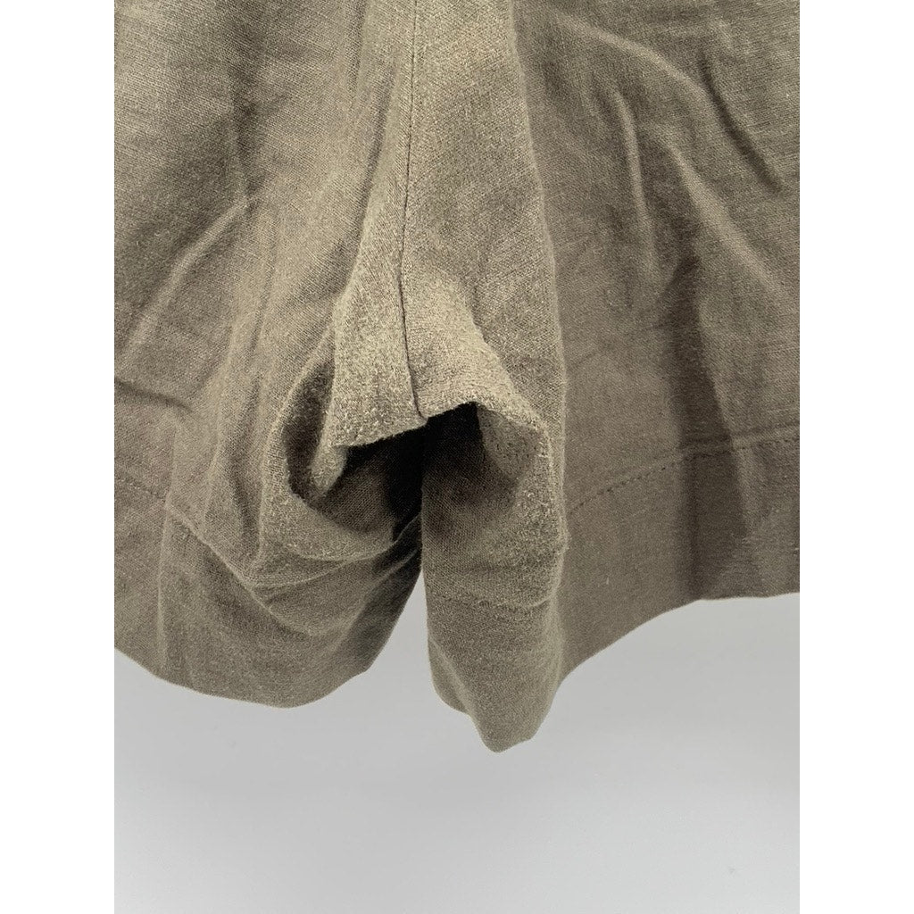 MATTY M Women's Olive Green Linen-Blend High-Waist Casual Shorts SZ M